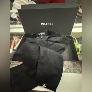 CHANEL Black Knit stockings with Logo never worn